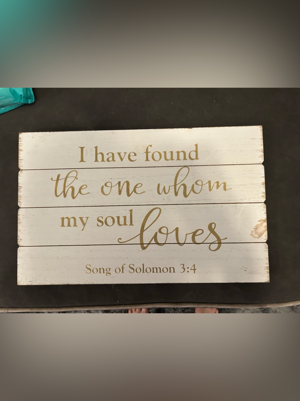 Rustic White & Gold "I Have Found the One Whom My Soul Loves" Wall Sign